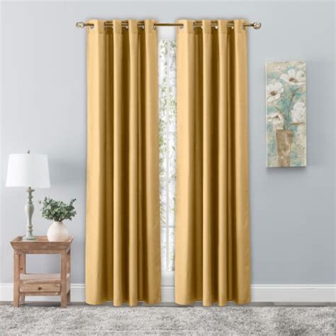 window drapes heavy fabric with metal grommets 56x84|Ricardo Glasgow Grommet Panel 56x84 Gold Leaf .